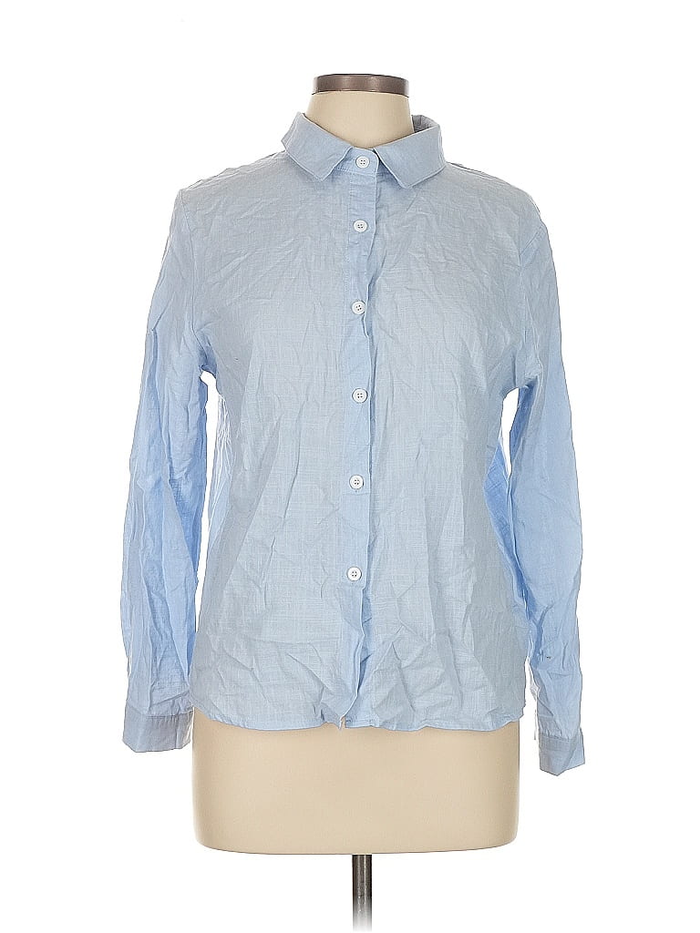 Pre-owned Unbranded Long Sleeve Button Down Shirt In Blue