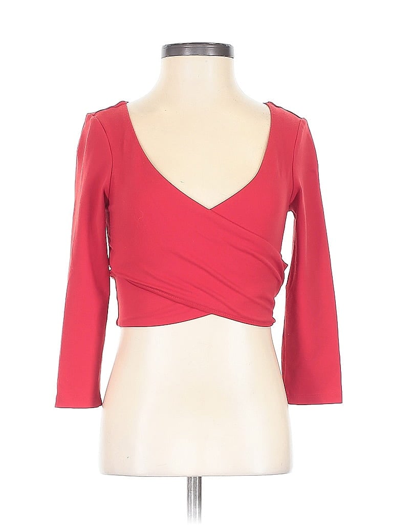 Pre-owned Bebe 3/4 Sleeve Top Red Sweetheart Neckline Tops