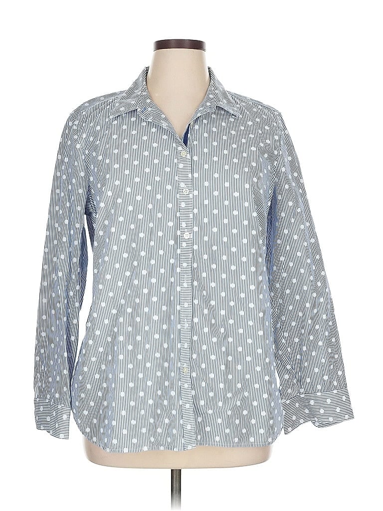 Pre-owned Talbots Long Sleeve Button Down Shirt In Blue