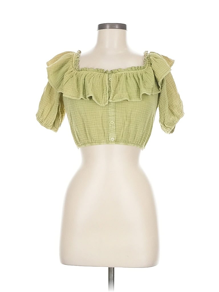 Pre-owned Blue Blush Short Sleeve Blouse In Green