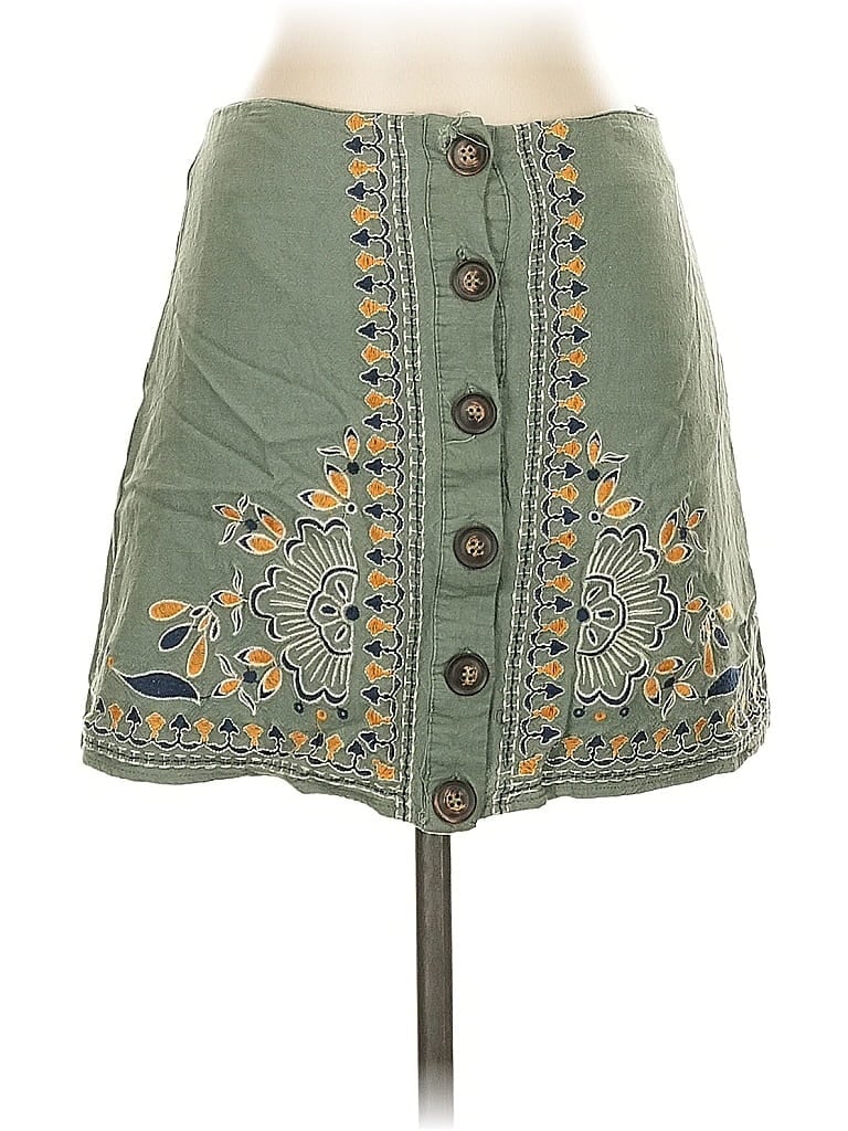 Pre-owned Blue Rain Denim Skirt In Green