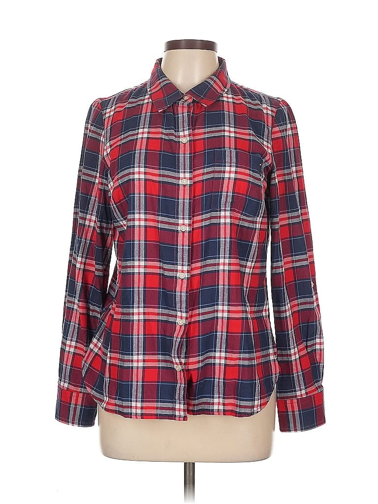 Pre-owned Tommy Hilfiger Long Sleeve Button Down Shirt In Red