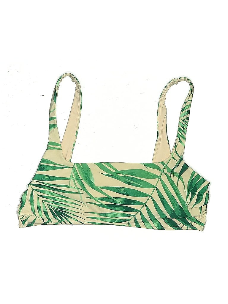 Pre-owned Aerie Swimsuit Top Green Tropical Pattern Swimwear