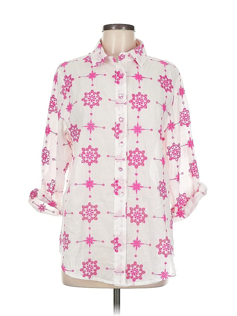 Pre-owned Assorted Brands 3/4 Sleeve Button Down Shirt In Pink