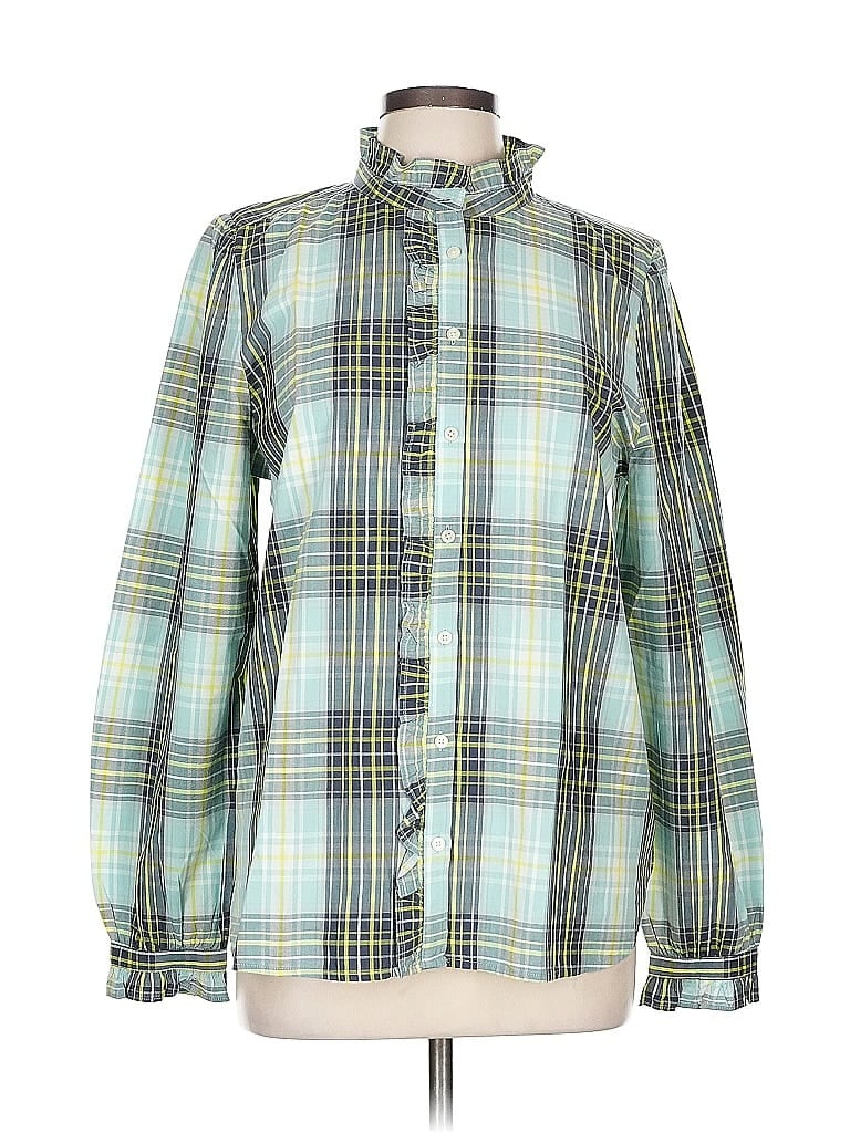 Pre-owned Ann Taylor Loft Long Sleeve Button Down Shirt In Green