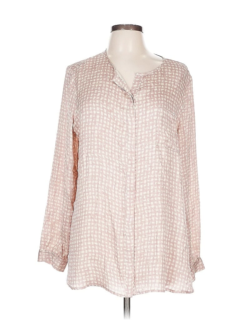 Pre-owned Repetto Long Sleeve Silk Top Pink Square Neckline Tops