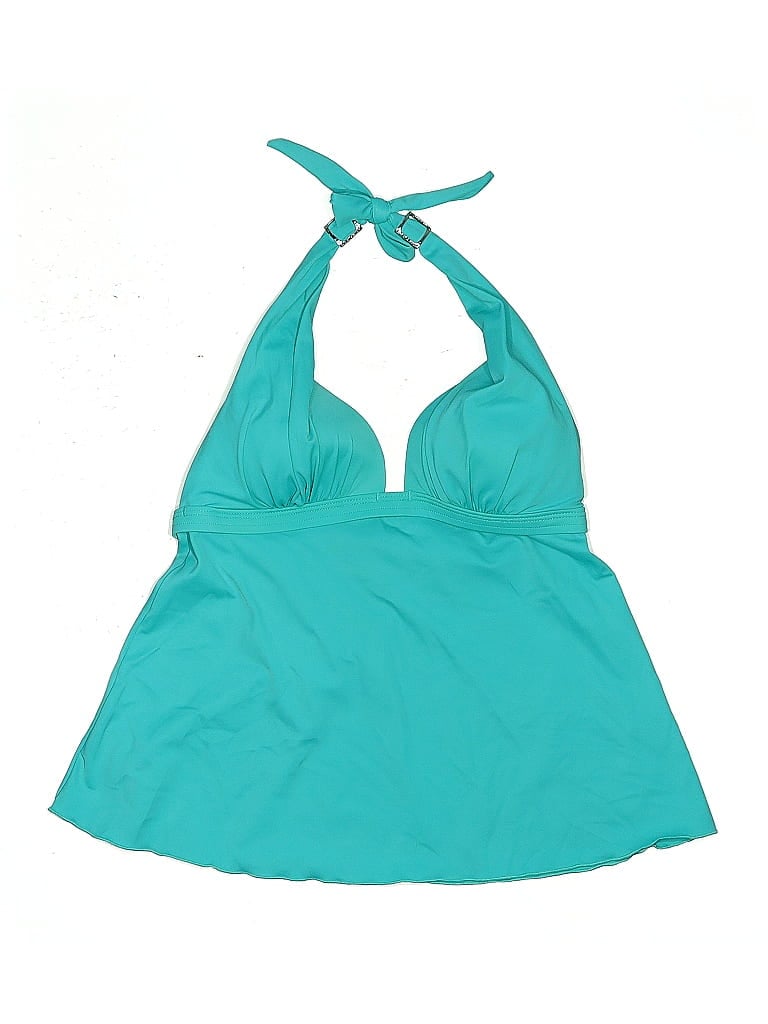 Pre-owned Venus Swimsuit Top Teal Solid Pattern Swimwear In Blue