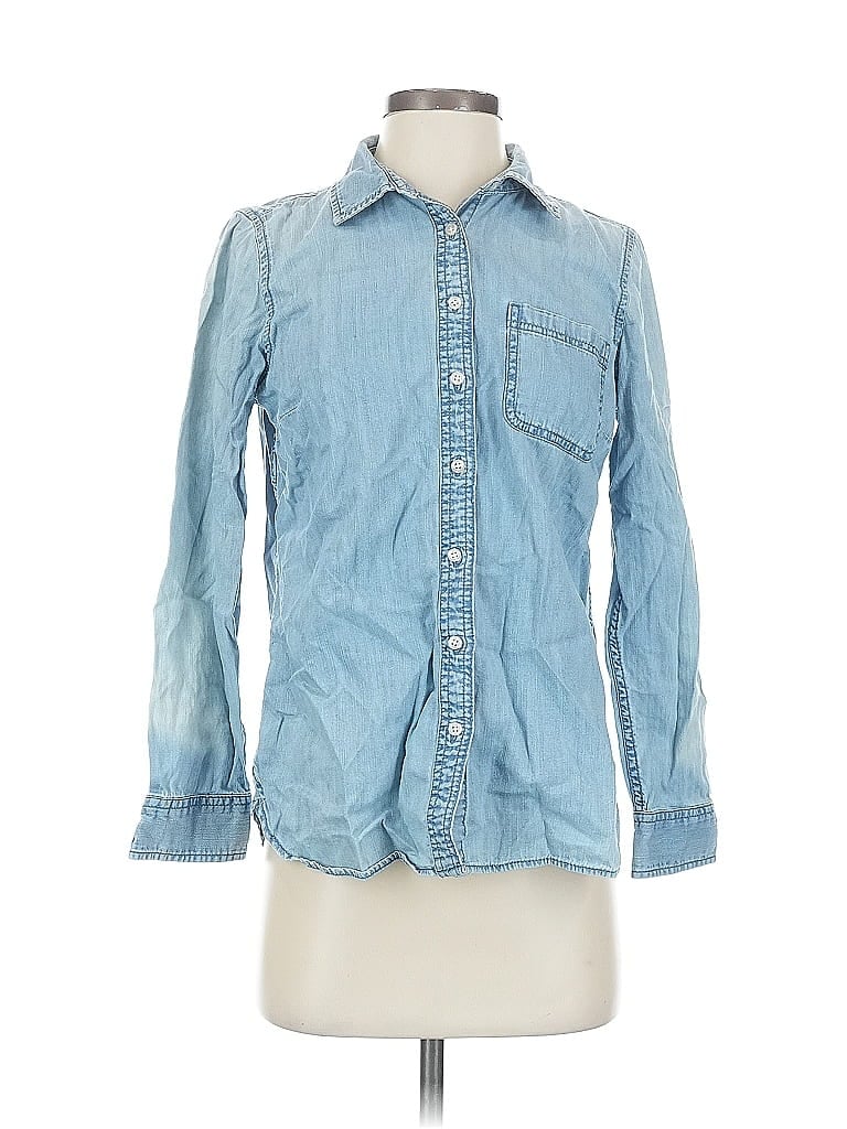 Pre-owned Talbots Long Sleeve Button Down Shirt In Blue