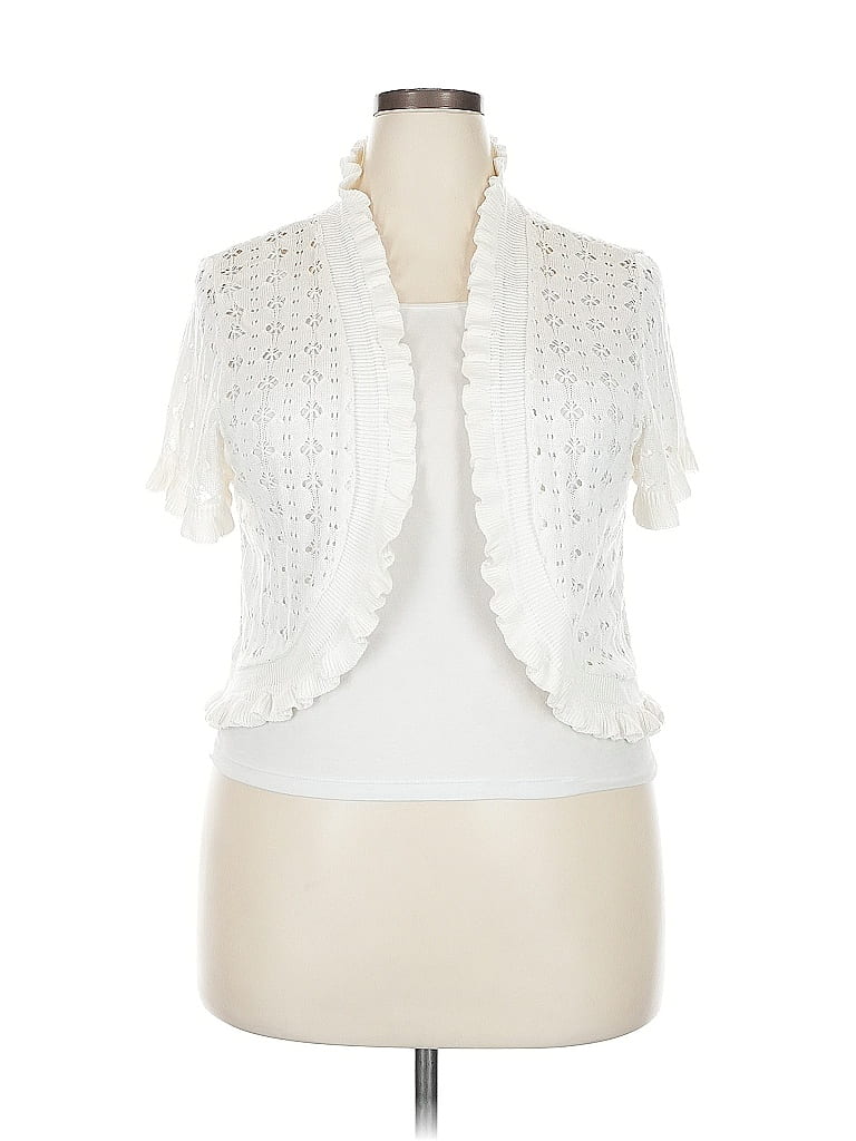 Pre-owned Elementz Cardigan Sweater In White