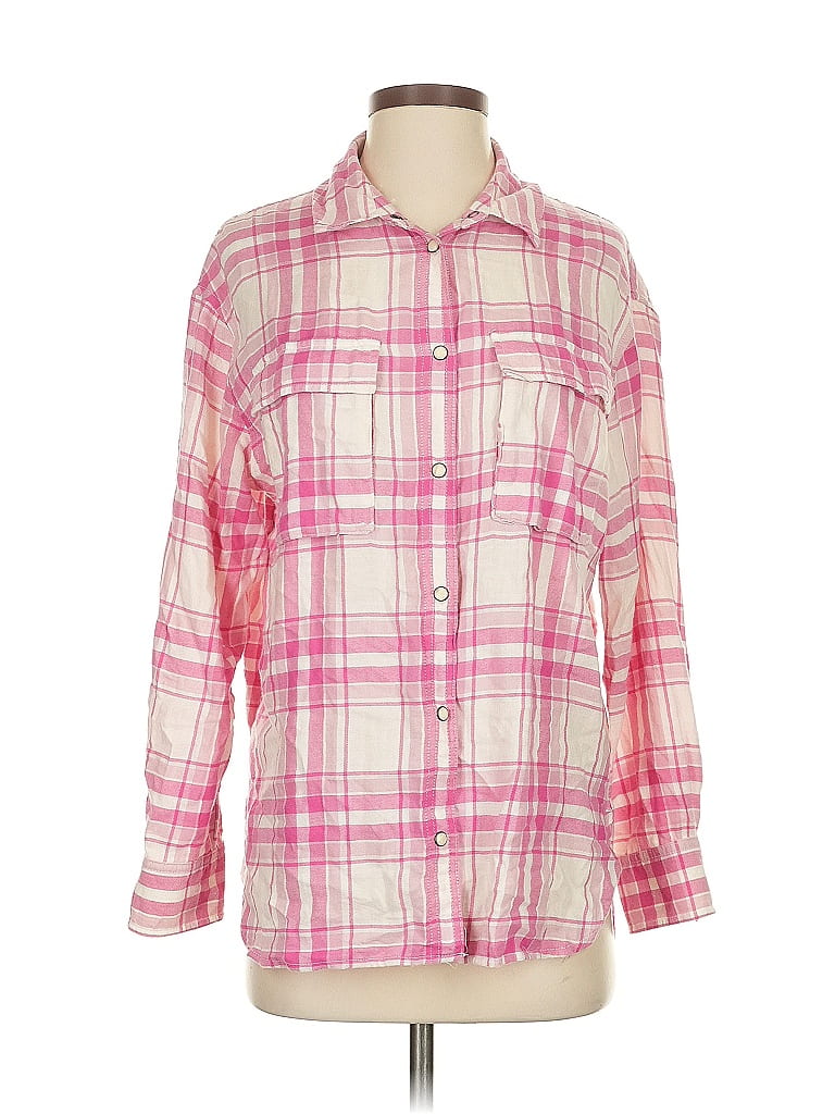 Pre-owned American Eagle Outfitters Long Sleeve Button Down Shirt In Pink