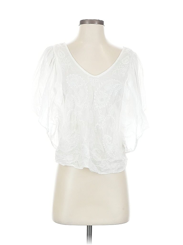 Pre-owned Dkny Jeans Short Sleeve Blouse In White