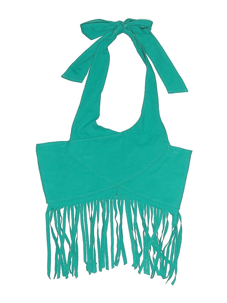 Pre-owned Unbranded Tank Top Teal Halter Neckline Tops In Blue