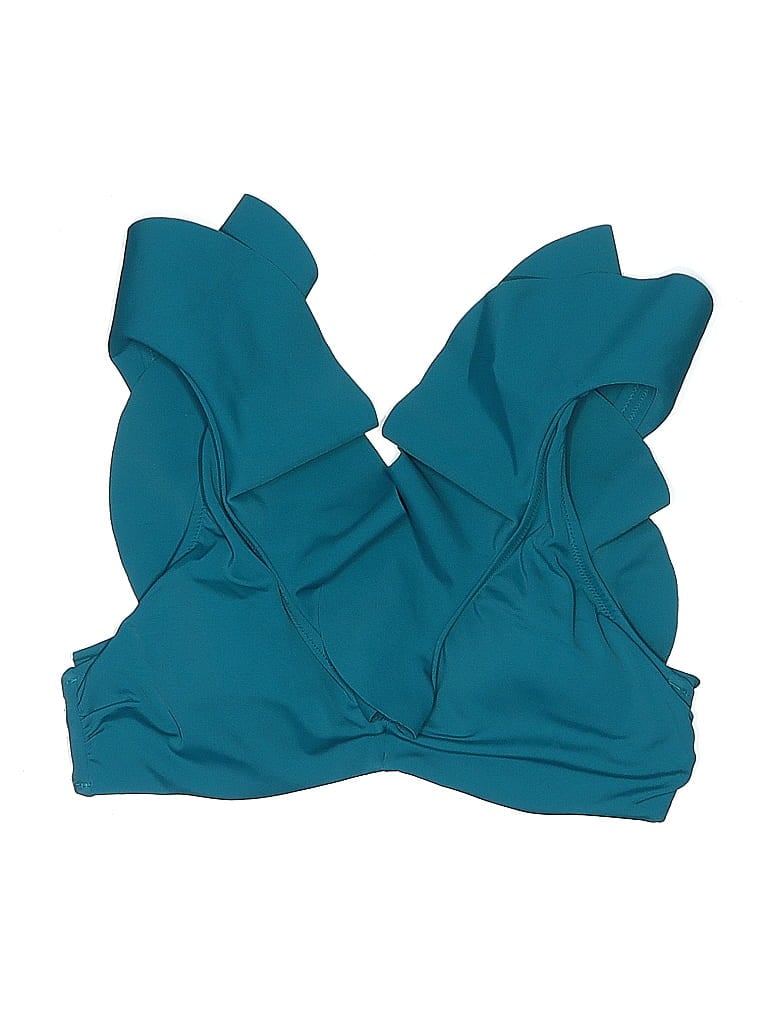 Pre-owned Shade & Shore Swimsuit Top Teal Swimwear In Blue