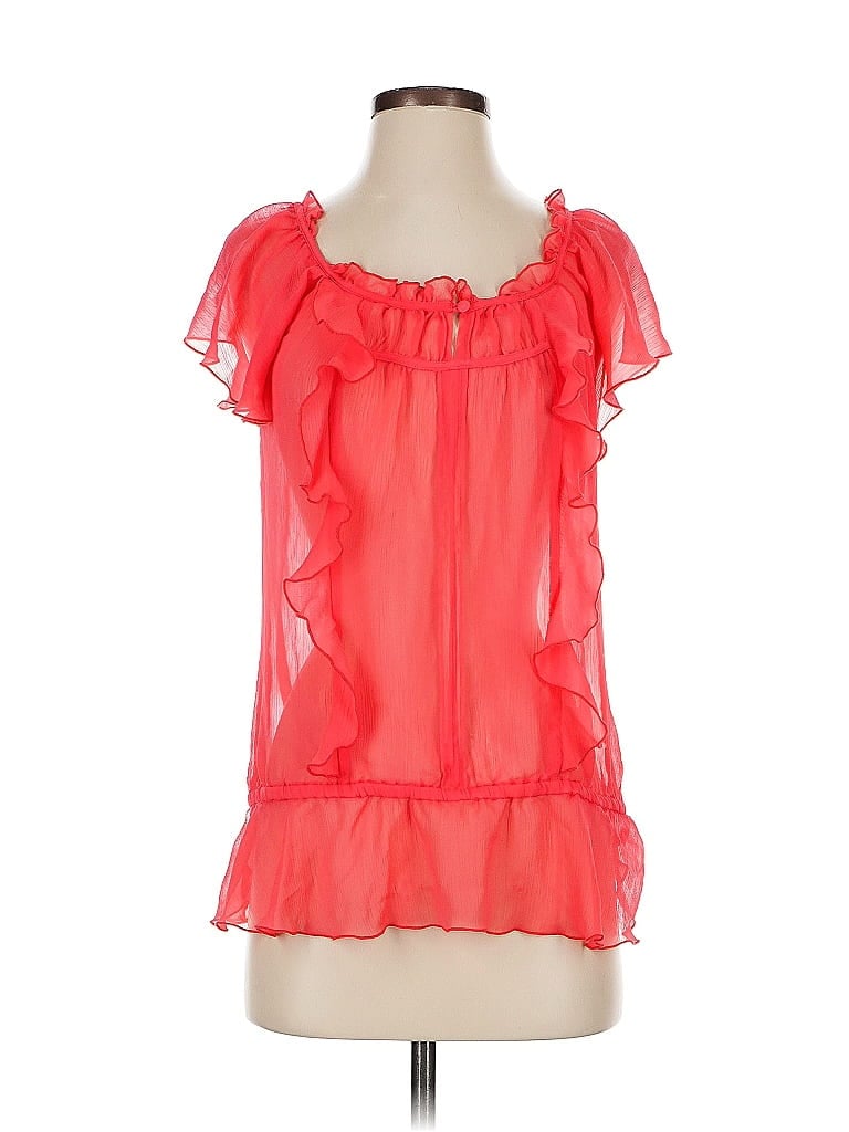 Pre-owned Express Short Sleeve Blouse In Red