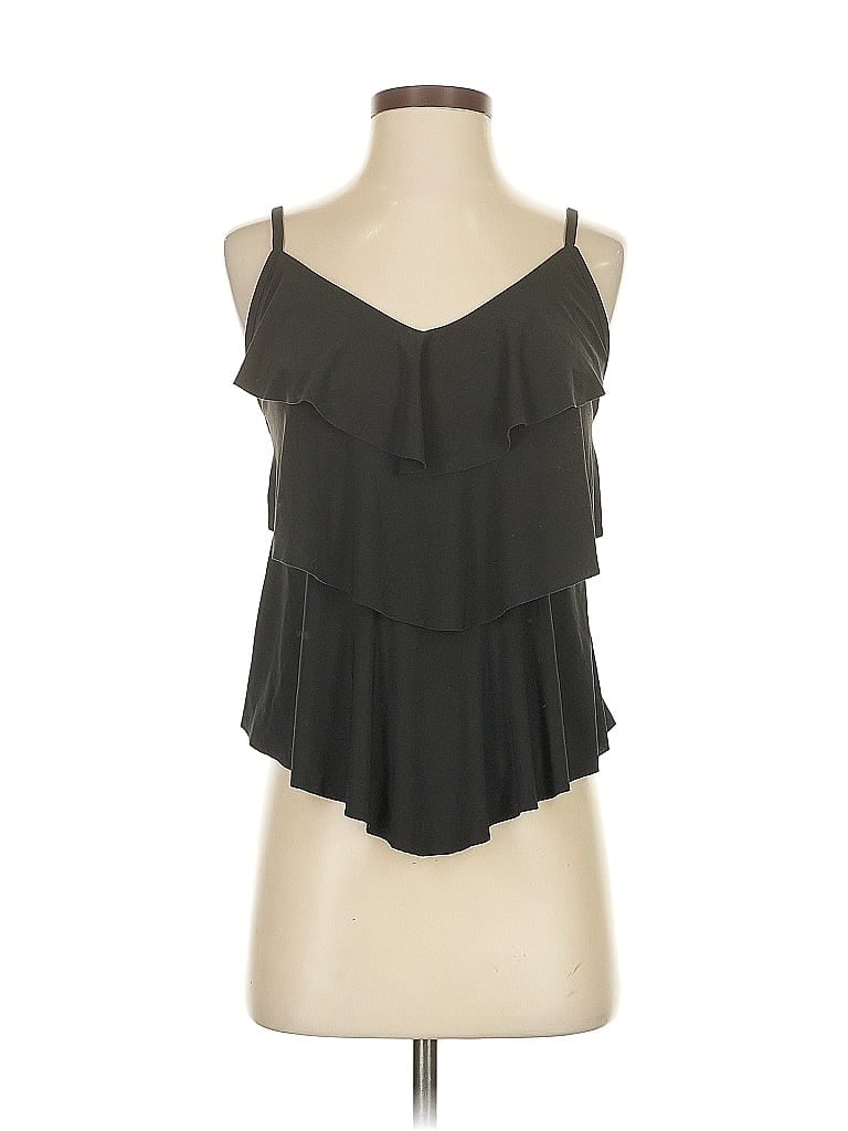 Pre-owned Aqua Green Sleeveless Blouse In Black