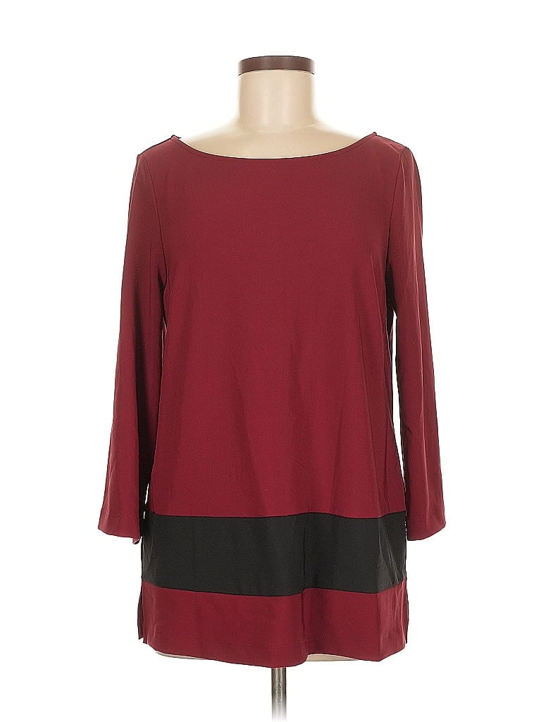 Pre-owned Boston Proper 3/4 Sleeve Top Burgundy Boatneck Tops