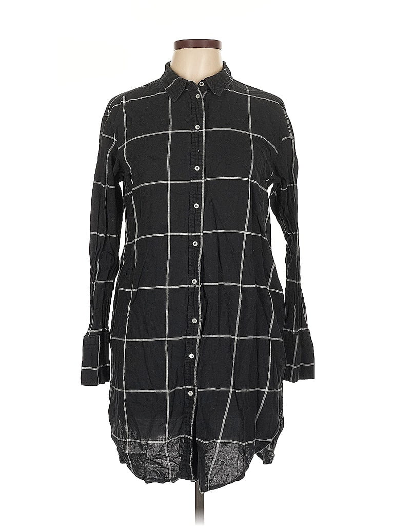 Pre-owned H&m Long Sleeve Button Down Shirt In Black