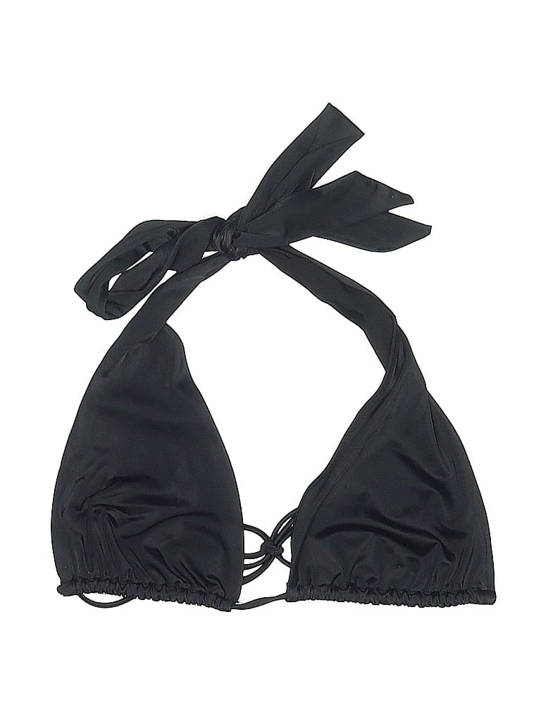 Pre-owned We Are Hah Swimsuit Top Black Solid Pattern Swimwear