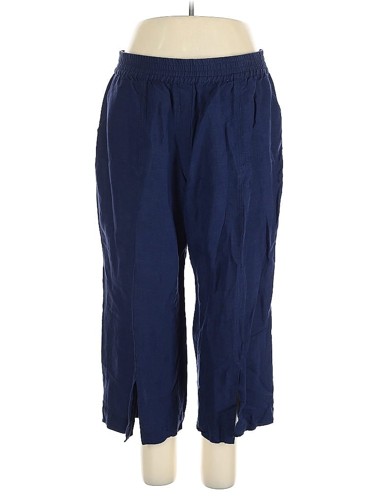 Pre-owned Soft Surroundings Linen Pants In Blue