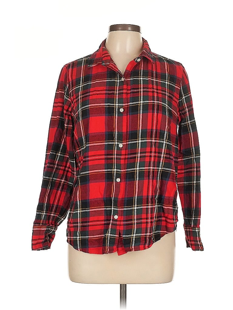 Pre-owned Old Navy Long Sleeve Button Down Shirt In Red
