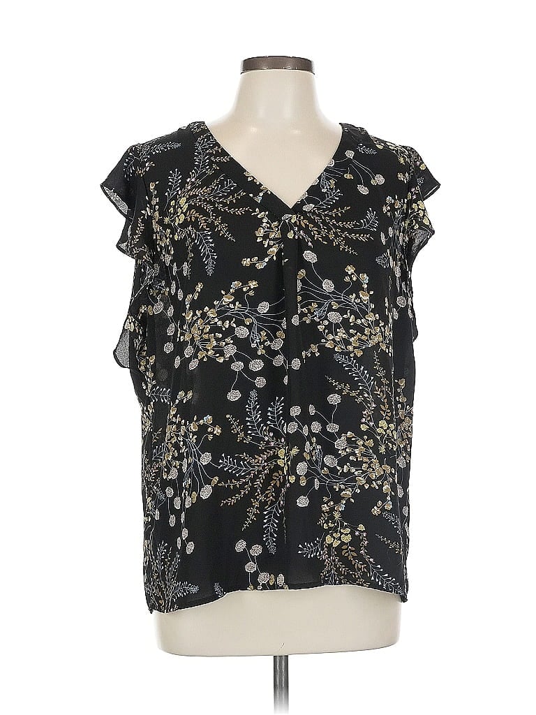 Pre-owned Philosophy Republic Clothing Short Sleeve Blouse In Black