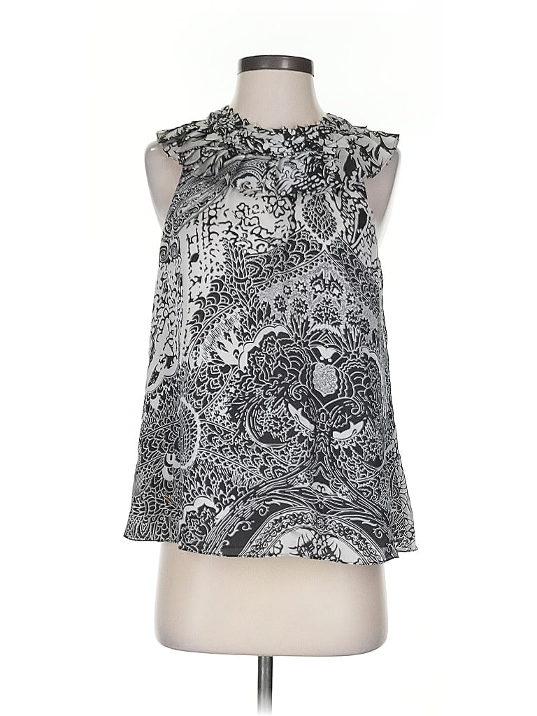 Pre-owned Club Monaco Sleeveless Silk Top Silver Halter Neckline Tops