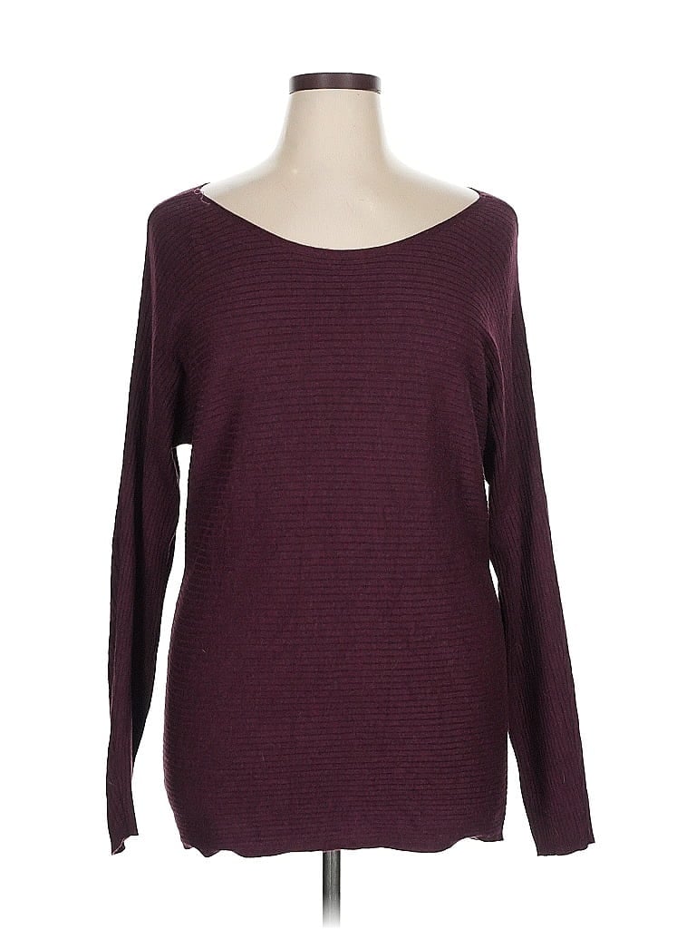 LANE BRYANT Pre-owned Long Sleeve Top Burgundy Boatneck Tops