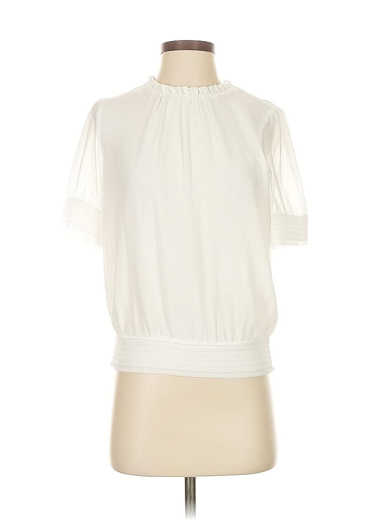 Pre-owned Naked Zebra Short Sleeve Blouse In White