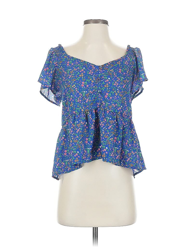 Pre-owned Sienna Sky Short Sleeve Blouse In Blue