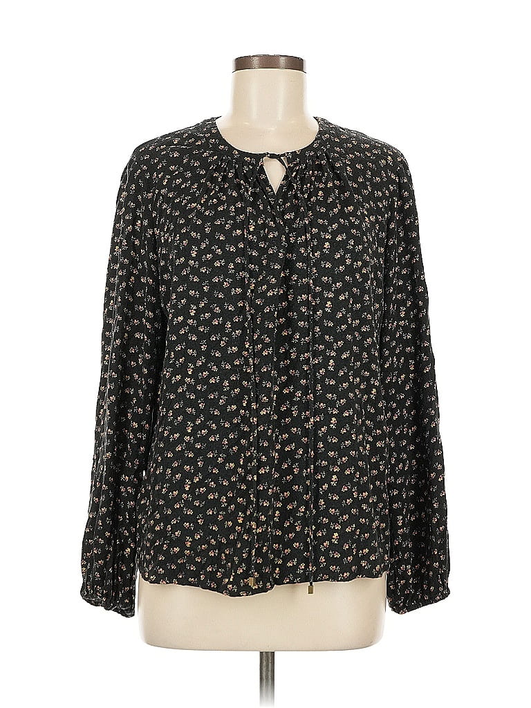 Pre-owned Wayf Long Sleeve Blouse In Black