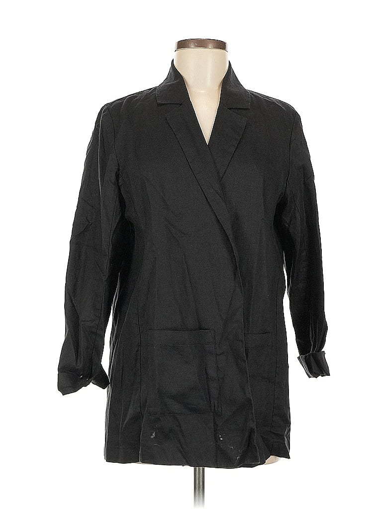 Pre-owned Eileen Fisher Trenchcoat In Black