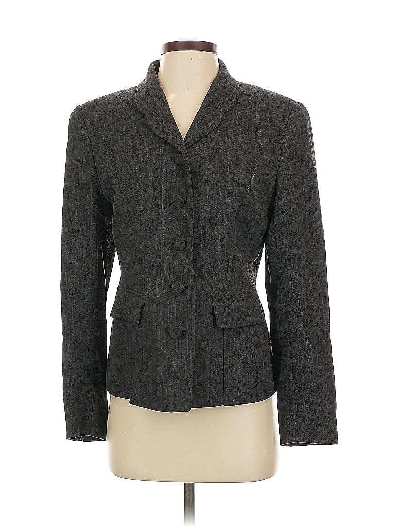 Pre-owned Dana Buchman Wool Blazer Jacket In Gray