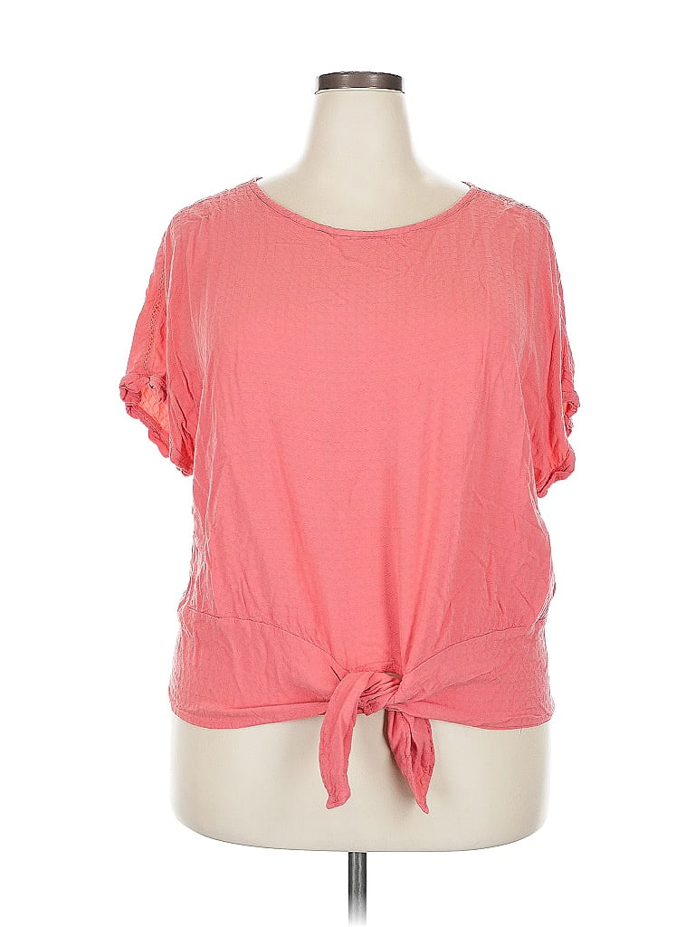Pre-owned Buffalo By David Bitton Short Sleeve Top Pink Keyhole Neckline Tops