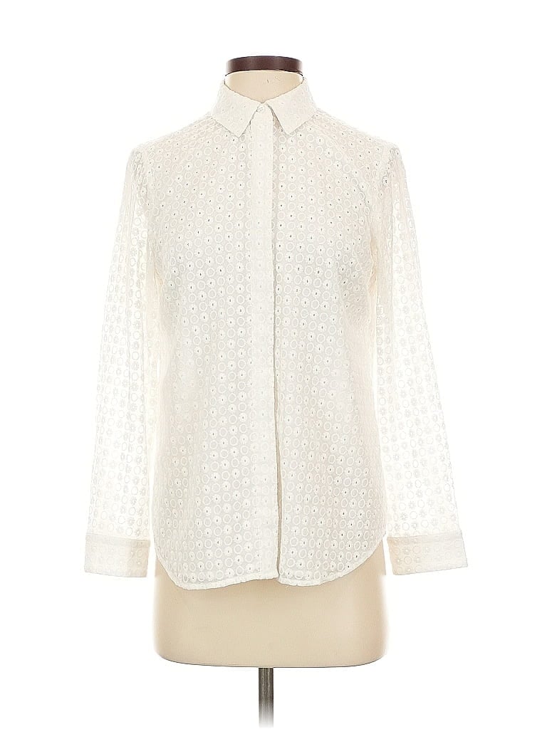Pre-owned Talbots Long Sleeve Blouse In White