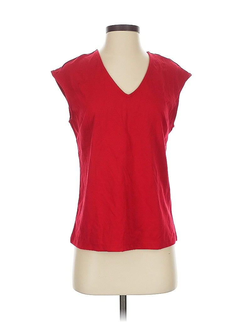 Pre-owned Liz Claiborne Short Sleeve Top Red V Neck Tops