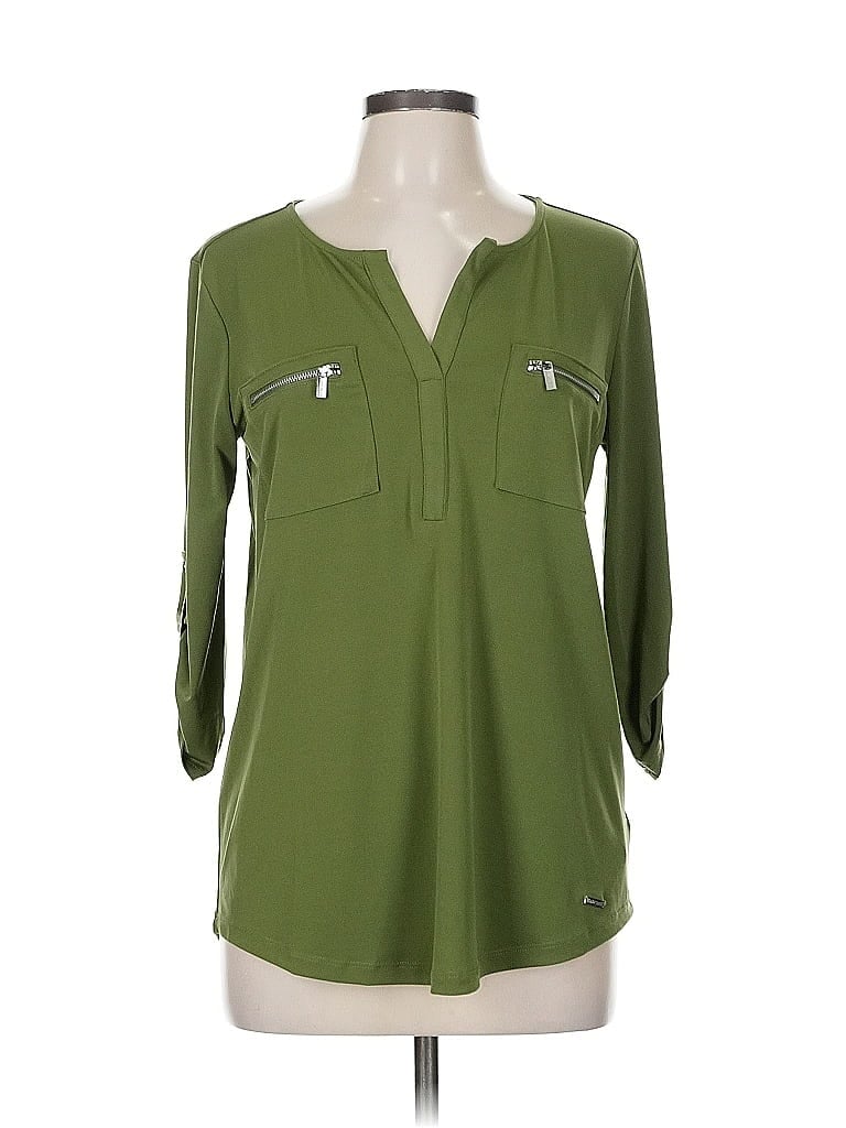 Click to view more detailed imagery on our partner's website Pre-owned Ellen Tracy 3/4 Sleeve Blouse In Green