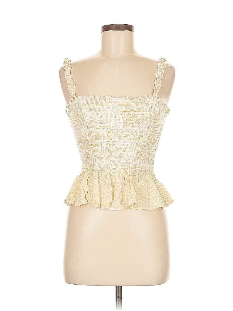 Pre-owned Patrons Of Peace Tank Top Yellow Strapless Neckline Tops