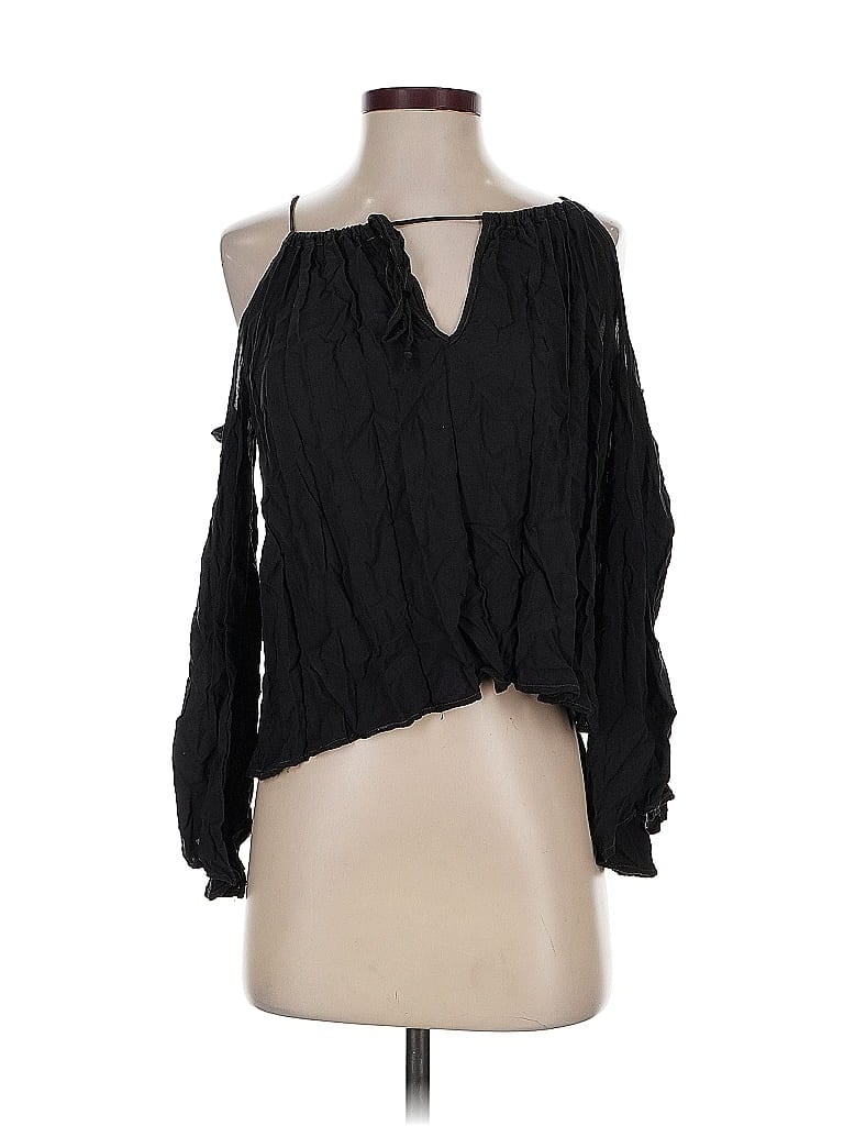 Pre-owned Blue Life Tank Top Black Cold Shoulder Neckline Tops