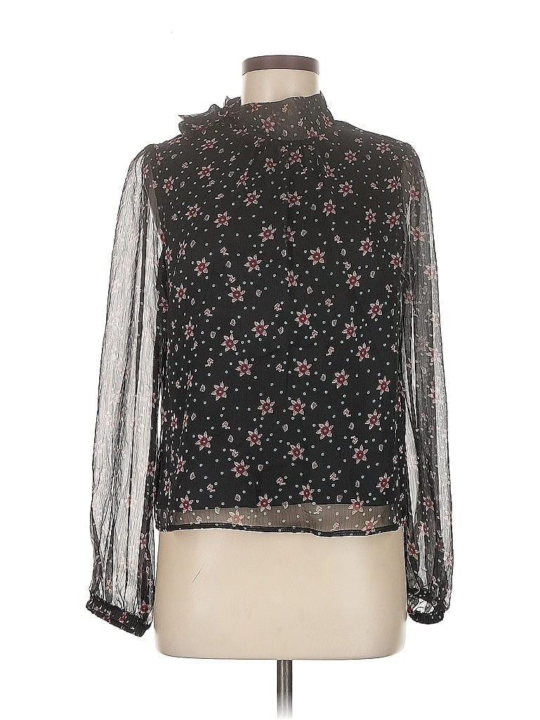Pre-owned All In Favor Long Sleeve Blouse In Black