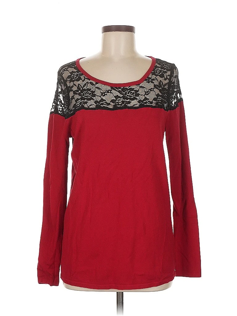 Click to view more detailed imagery on our partner's website Pre-owned Torrid Long Sleeve Top Red Scoop Neck Tops