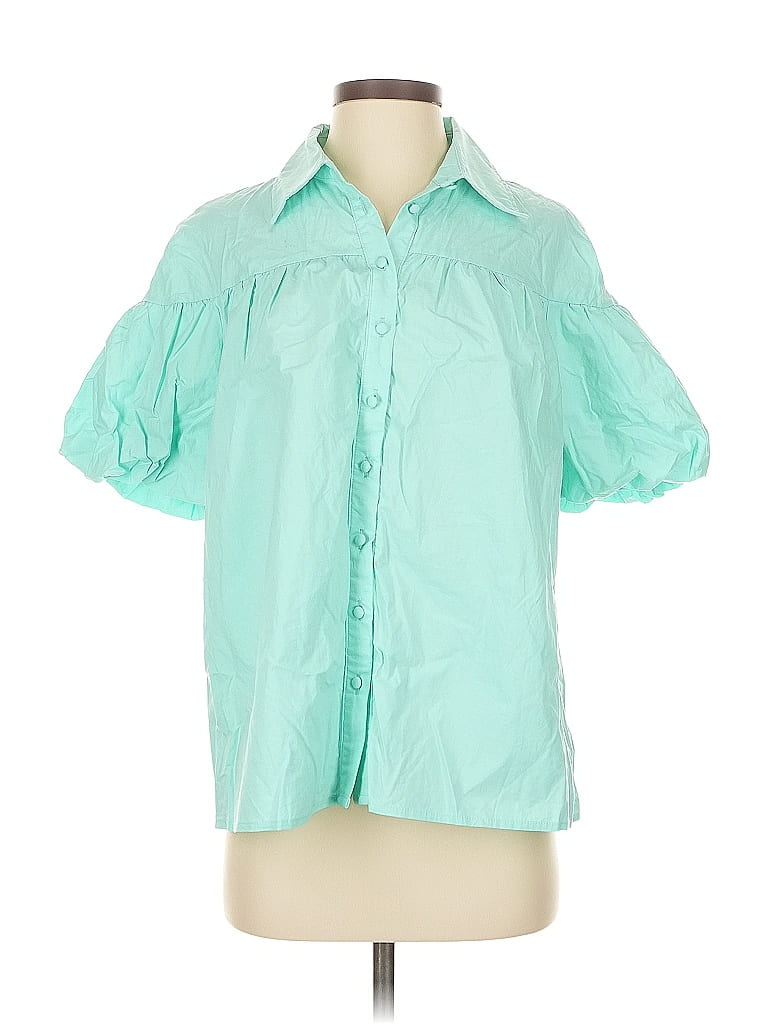 FIRST LOVE Pre-owned Short Sleeve Blouse In Green