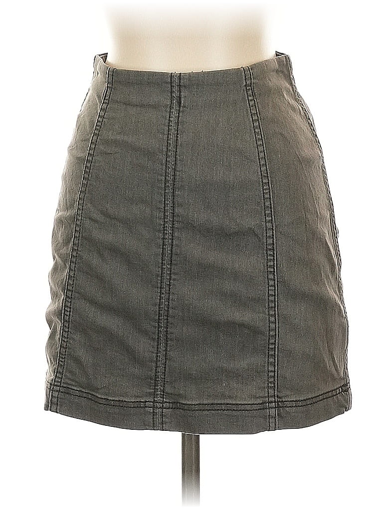 Pre-owned Free People Denim Skirt In Gray