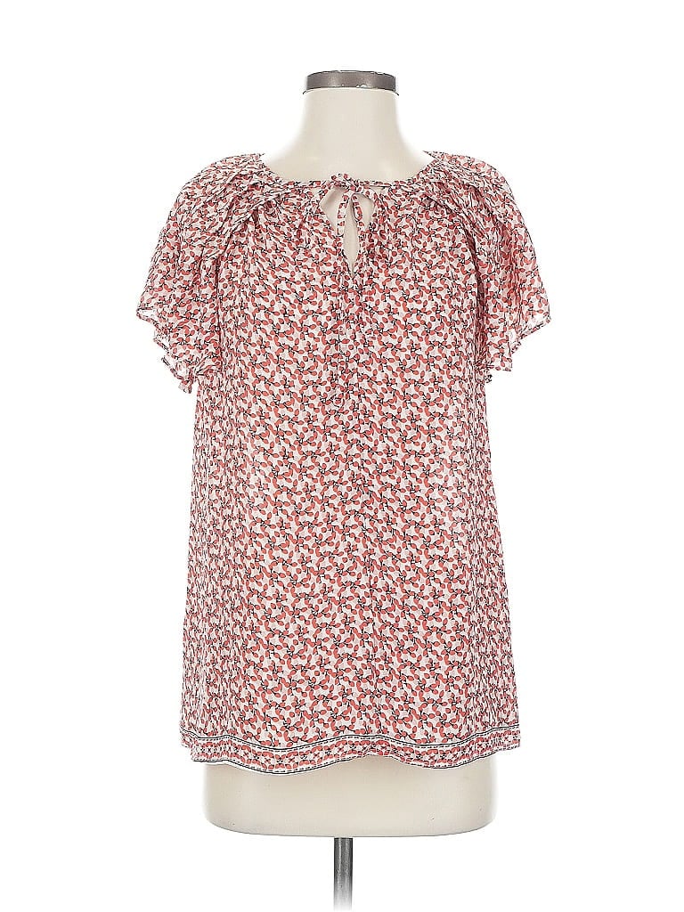 Pre-owned Max Studio Short Sleeve Blouse In Red