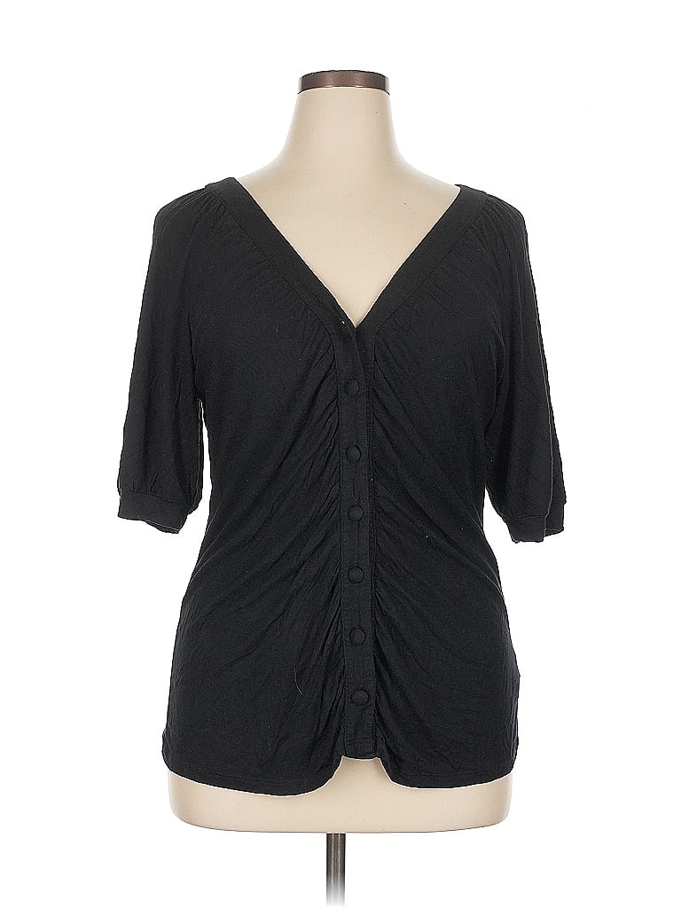 Pre-owned Style & Co Short Sleeve Blouse In Black