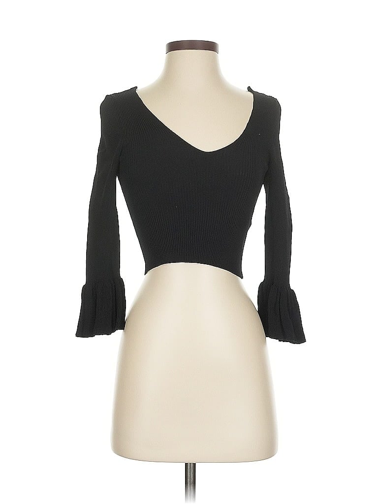 GIANNI BINI Pre-owned 3/4 Sleeve Top Black Sweetheart Neckline Tops