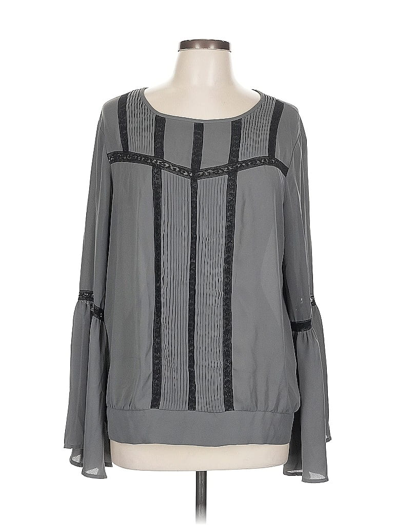 Pre-owned 7th Avenue Design Studio New York & Company Long Sleeve Blouse In Gray