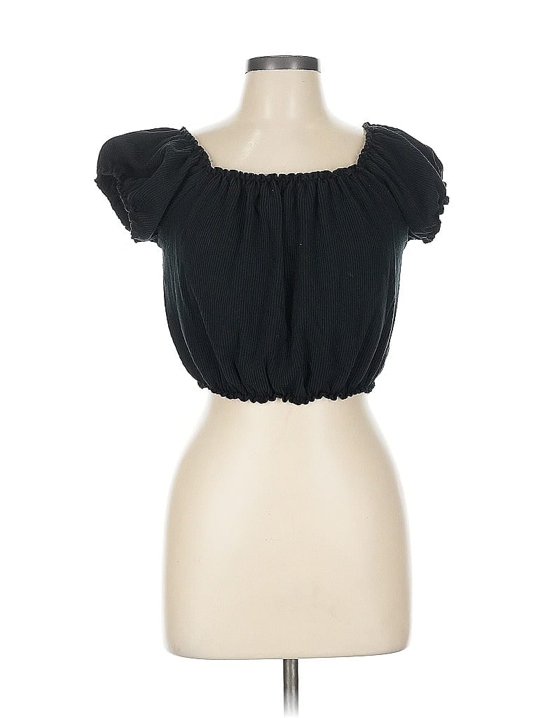 WILD FABLE Pre-owned Short Sleeve Top Black Sweetheart Neckline Tops