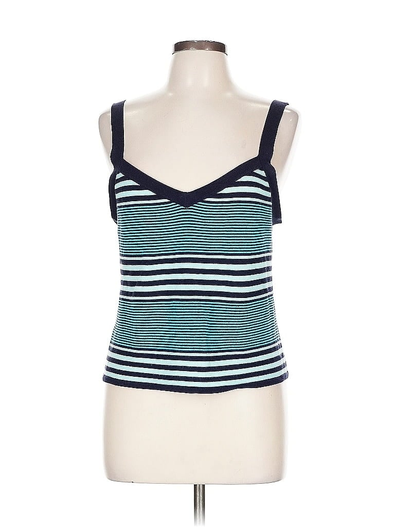 Pre-owned Mag By Magaschoni Tank Top Teal Strapless Neckline Tops In Blue