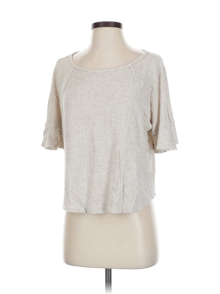 Pre-owned Pink Lily 3/4 Sleeve Top Gray Scoop Neck Tops