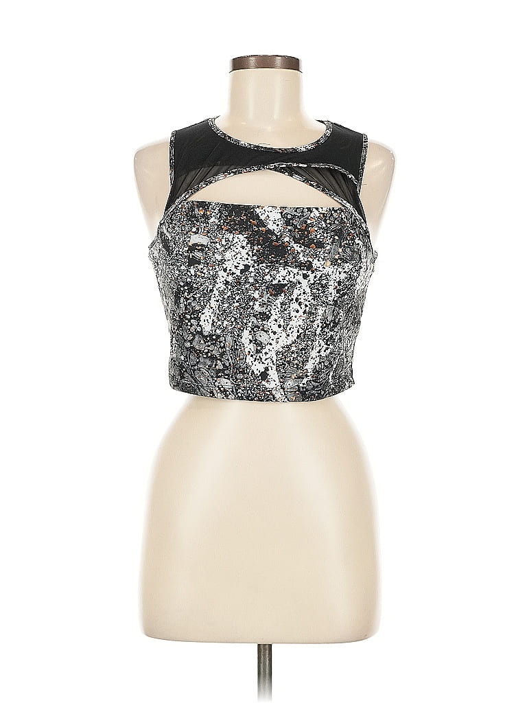 Click to view more detailed imagery on our partner's website Pre-owned Fabletics Tank Top Silver Strapless Neckline Tops